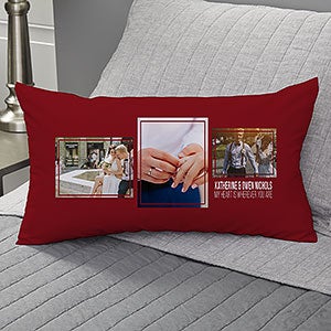 Wedding 3 Photo Collage Personalized Lumbar Velvet Throw Pillow - 21466-LBV