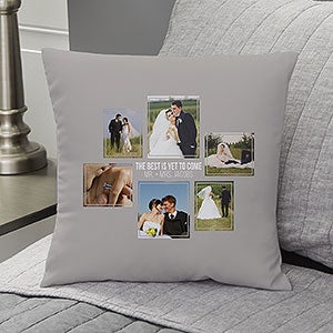 Wedding 6 Photo Collage Personalized 14 Throw Pillow - 21469-S
