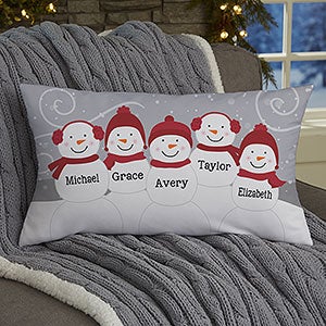 Snowman Family - Personalized Lumbar Throw Pillow - 21535-LB