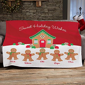 Gingerbread Family Personalized 50x60 Plush Fleece Blanket - 21538-F