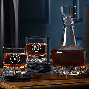 Personalized Decanter Set with Glacier Whiskey Glasses