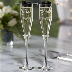 Lenox® Devotion To Have & To Hold Engraved Wedding Champagne Flute Set - 21631