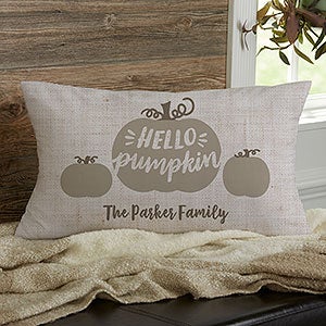 Hello Pumpkin Personalized Lumbar Throw Pillow - 21634-LB