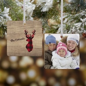 Cozy Cabin Personalized Square Photo Ornament- 2.75quot; Metal - 2 Sided - 21687-2M