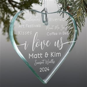 I Love Us Glass Heart Engraved Message Premium Ornament - 21693-P
