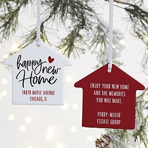 Happy New Home Personalized House Ornament- 3.25 Glossy - 2 Sided - 21699-2