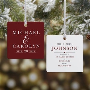 Moody Chic Personalized Wedding Ornament - 2 Sided Metal - 21713-2M