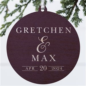 Moody Chic Wedding Personalized Ornament- 3.75 Wood - 1 Sided - 21713-1W
