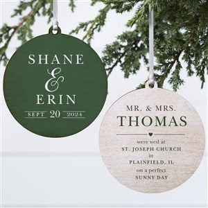 Moody Chic Wedding Personalized Ornament-3.75 Wood - 2 Sided - 21713-2W