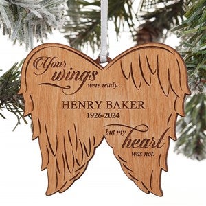 Personalized Angel Wings Memorial Natural Wood Ornament - 21721