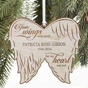 Personalized Angel Wings Memorial Whitewash Wood Ornament - 21721-W