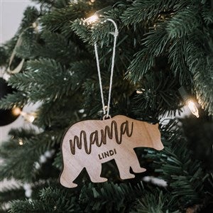 Bear Family Personalized Whitewash Wood Ornament