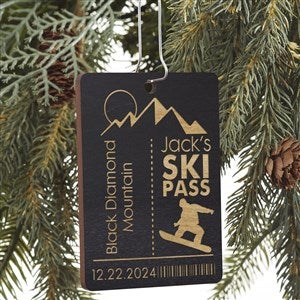 Ski Pass Personalized Black Wood Ornament - 21726-BLK
