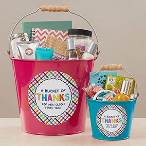 Bucket of Thanks Personalized Mini Metal Bucket- White - 21760