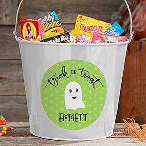 Halloween Character Personalized Large Treat Bucket - White - 21831-L