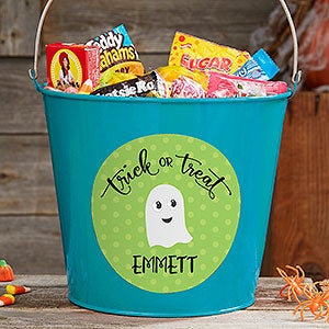 Halloween Character Personalized Large Treat Bucket- Turquoise - 21831-TL