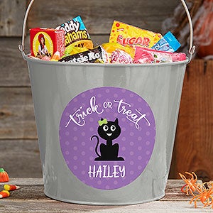 Halloween Character Personalized Large Treat Bucket- Silver - 21831-SL