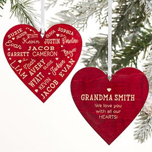 Heart Message Personalized Redl Wood Ornament - 21837-2R