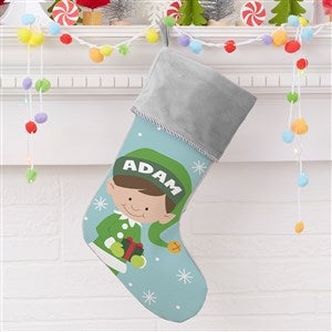 Christmas Elf Characters Personalized Grey Christmas Stockings - 21842-GR