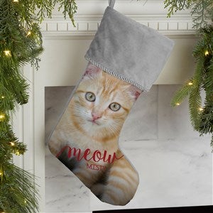 Woof  Meow Personalized Pet Photo Grey Christmas Stockings - 21884-GR