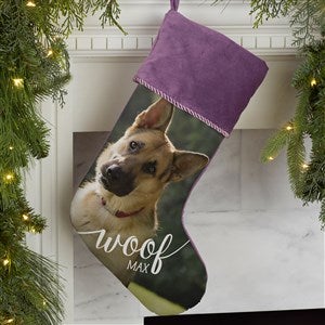 Woof  Meow Personalized Pet Photo Purple Christmas Stockings - 21884-P