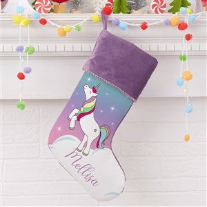 Unicorn Personalized Purple Christmas Stockings - 21888-UP