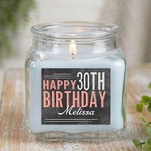 Vintage Birthday Personalized 10 oz. Linen Candle Jar - 21915-10CW