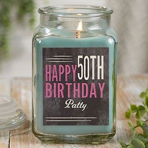 Vintage Birthday Personalized 18 oz. Eucalyptus Mint Candle Jar - 21915-18ES