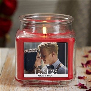Our Wedding Photo Personalized 10 oz. Cinnamon Spice Candle Jar - 21920-10CS