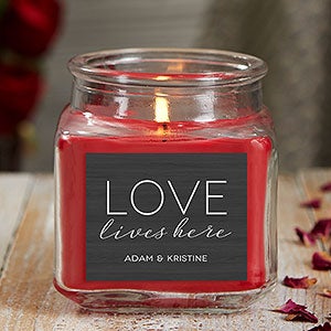 Love Lives Here Personalized 10 oz. Cinnamon Spice Candle Jar - 21926-10CS