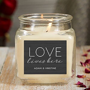 Love Lives Here Personalized 10 oz. Vanilla Candle Jar - 21926-10VB