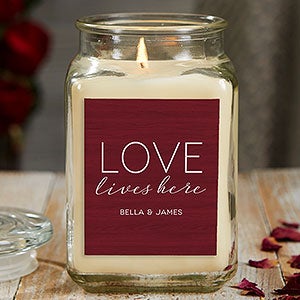 Love Lives Here Personalized 18 oz. Vanilla Candle Jar - 21926-18VB