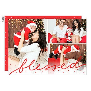Blessed Photo Collage Premium Holiday Card - 21975-3-P