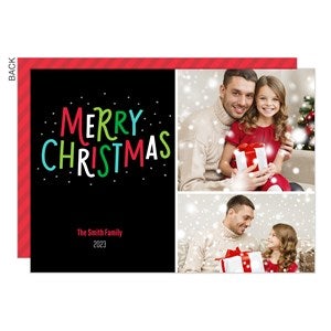 Merry Christmas Colorful Photo Holiday Card- 2 Photo-Premium - 21993-2-P