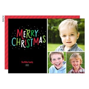 Merry Christmas Colorful Photo Holiday Card - 3 Photo-Premium - 21993-3-P