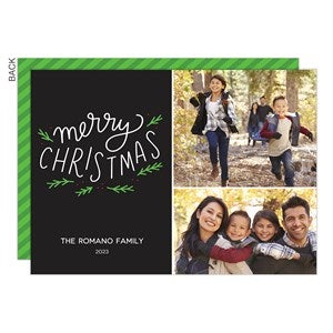 Holly Flourish Christmas Photo Card - 2 Photo-Premium - 21994-2-P