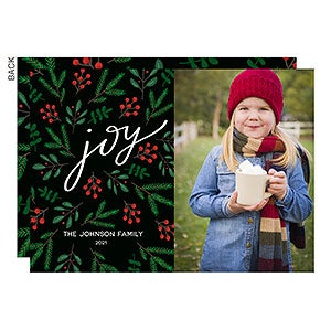 Merry Christmas Script Christmas Photo Card - Premium