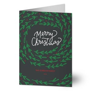 Floral Wreath Christmas Card-Premium - 22017-P