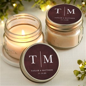 Moody Chic Wedding Personalized Mason Jar Candle Favors - 22050