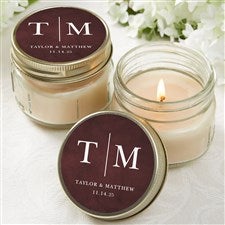 Moody Chic Wedding Personalized Mason Jar Candle Favors - 22050