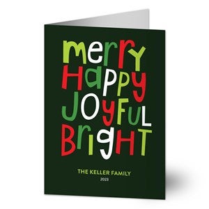 Merry Happy Joyful Bright Holiday Card - 22183