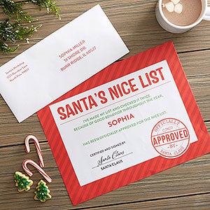 Santas Nice List Personalized Certificate - 22208