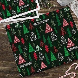 Christmas Trees Personalized Wrapping Paper Sheets - Set of 3 - 22221-S