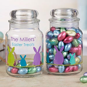 Easter Bunny Family Character Personalized Glass Candy Jar - 22226
