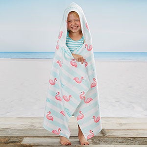 Flamingo Personalized Kids Hooded Beach  Pool Towel - 22369