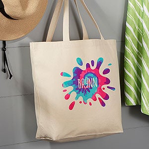 Tie-Dye Fun Personalized Canvas Beach Bag- 20 x 15 - 22618-L