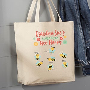 Bee Happy Large Canvas Tote Bags - 22621-L