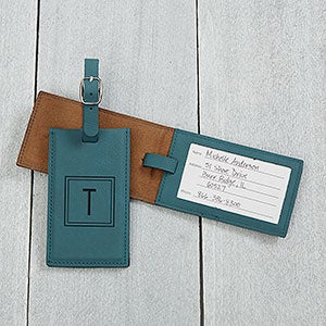 Faux Leather Teal Luggage Tag - 22657-T
