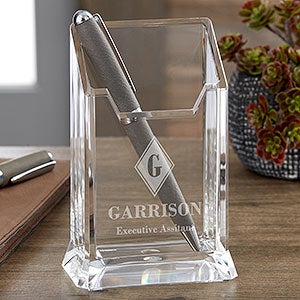 Executive Monogram Personalized Acrylic Pen  Pencil Holder - 22663