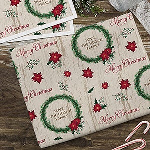 Tree  Wreath Personalized Wrapping Paper Sheets - Set of 3 - 22676-S